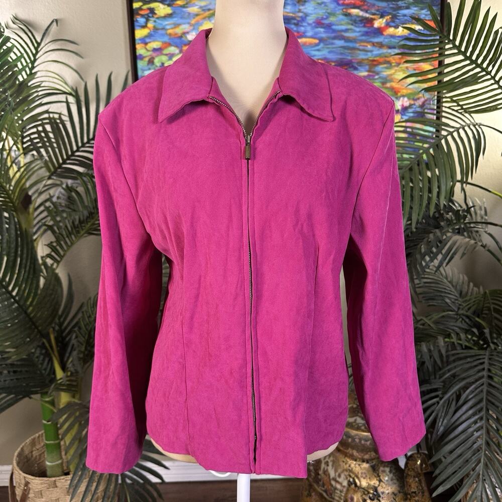Briggs 12P Micro suede Vintage Blazer Jacket Raspberry Zip lightweight unlined